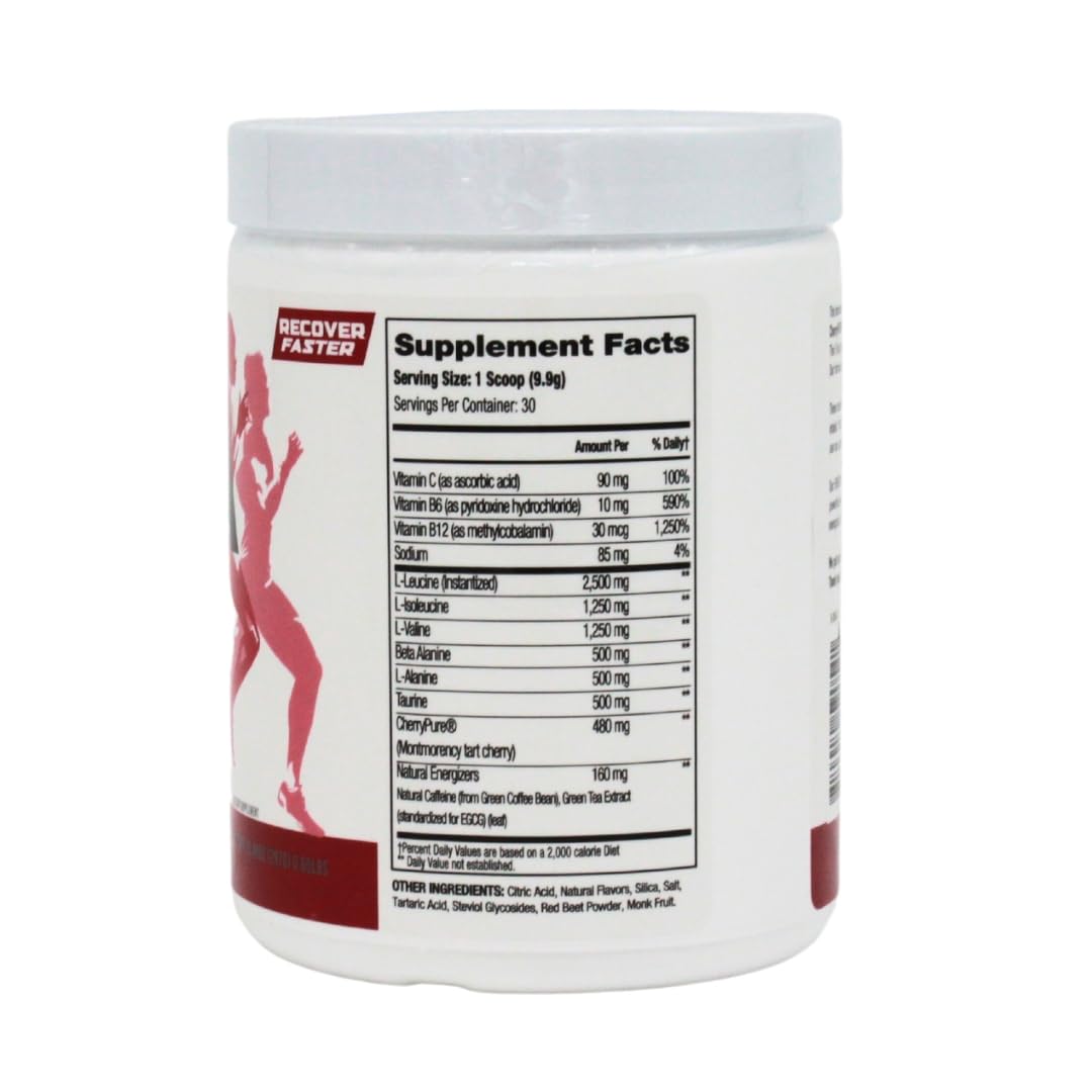 PERFORMANCE INSPIRED Nutrition BCAA with Energy - 5G BCAA, 480mg CherryPURE, 160mg Natural Caffeine - Supports Muscle Recovery & Endurance - Berry Flavor