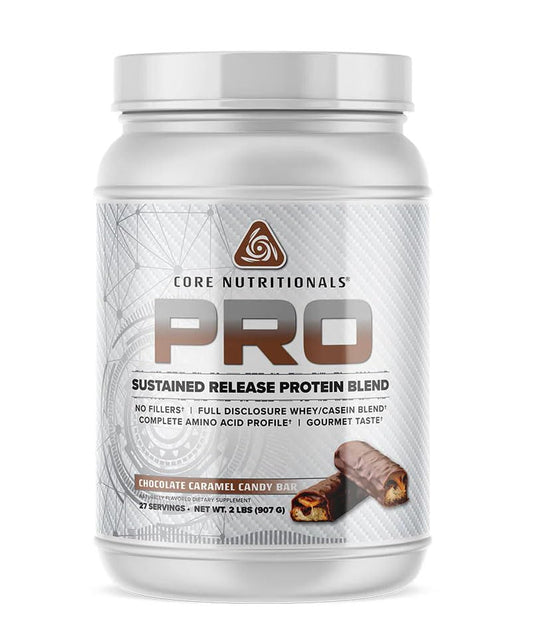 Core Nutritionals Pro Sustained Release Protein Blend, Digestive Enzyme Blend, 25G Protein, 2G Carb, 27 Servings (Chocolate Caramel Candy Bar)