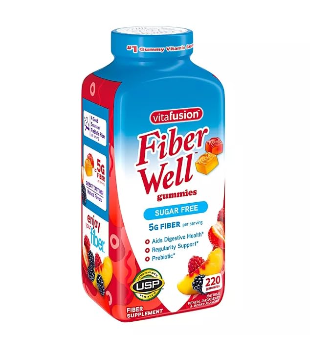 Fiber Well Gummies Peach, Strawberry and Black Berry Flavored 220 Count