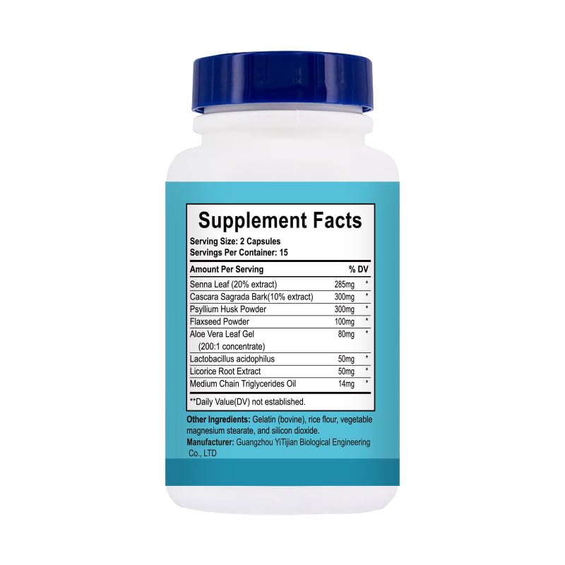 LOCRED 15 Day Cleanse Capsule,Colon Cleanse Detox and Gut Health for Women & Men,with with Senna, Cascara Sagrada & Psyllium Husk,30 Capsules