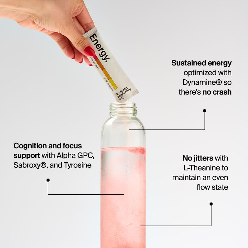 The Absorption Company Energy Drink Powder Mix Packets - Clean Energy Booster to Support Alertness with 150mg Natural Caffeine & Vitamin C - Fruit Punch Flavor, 7 Sticks