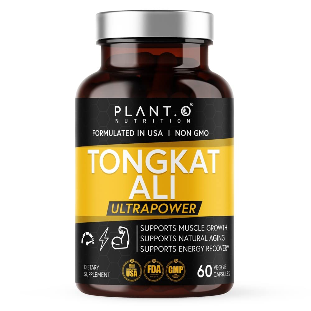PLANT.O NUTRITION Tongkat Ali Ultrapower - Longjack Extract Supplement for Stamina, Strength, Endurance, Lean Muscle Growth & Recovery - Men's Pre Workout Supplement 60 Capsules Non GMO
