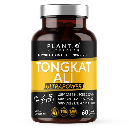 PLANT.O NUTRITION Tongkat Ali Ultrapower - Longjack Extract Supplement for Stamina, Strength, Endurance, Lean Muscle Growth & Recovery - Men's Pre Workout Supplement 60 Capsules Non GMO