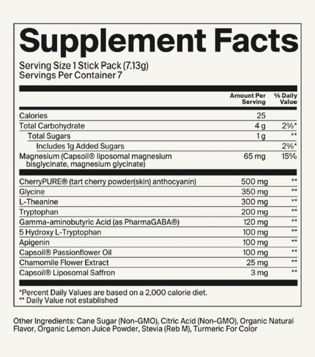 Sleep Aid Powder - Calming Drink for Deep Sleep with Liposomal Saffron, Magnesium & PharmaGABA Melatonin-Free Natural Supplement to Reduce Stress and Improve Sleep Quality Chamomile Lemonade 7 Sticks
