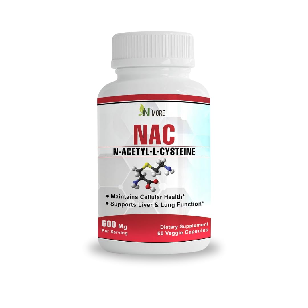 N'More N-Acetyl-Cysteine (NAC) 600 Mg 60 Veggie Capsules Non-GMO, Gluten Free