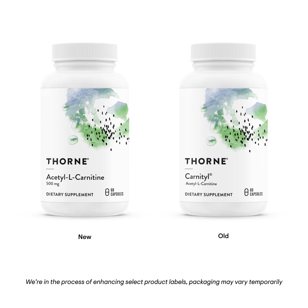 THORNE Acetyl-L-Carnitine - 500 mg - Supports Brain Function & Healthy Nerve Sensations in The Hands & Feet* - Gluten, Dairy & Soy-Free - 60 Capsules