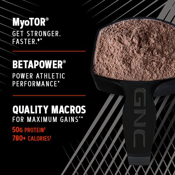 GNC AMP Mass XXX Mass Gainer Protein Powder | 50g Protein | Targeted Muscle Building and Workout Support Formula with MyoTor, BCAA and Creatine | Chocolate | 13 Servings