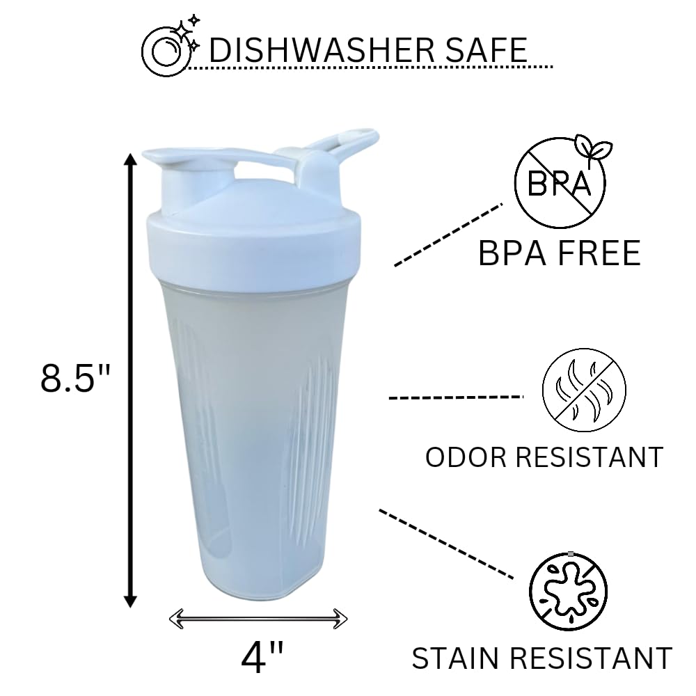 Magiko Protein Shaker Motivational Sports and Outdoor 28oz Nutrition Water Bottle (Pink/Silver)