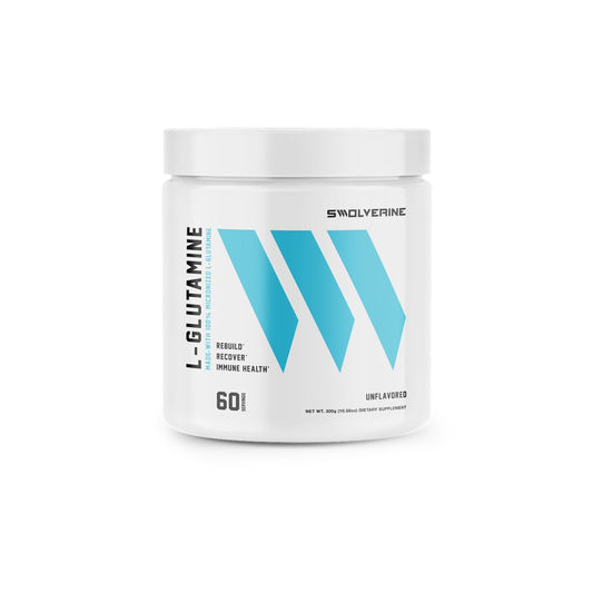 Swolverine L-Glutamine | Reduces Exercise Induced Muscle Soreness, Improves Recovery, Enhances Gut Health, Supports Immune Health, Vegan, Non-GMO, GF, 5g Per Serving, (Unflavored, 60 Servings)
