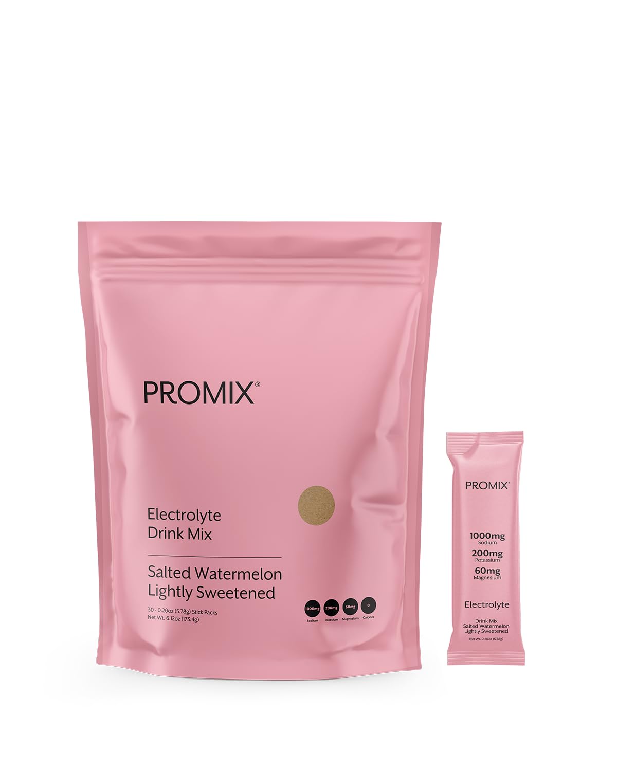 Promix Electrolytes Powder Hydration Packets | Himalayan Pink Salt, Magnesium, Potassium, Vitamin C | Salted Watermelon, Lightly Sweetened - 30 Count