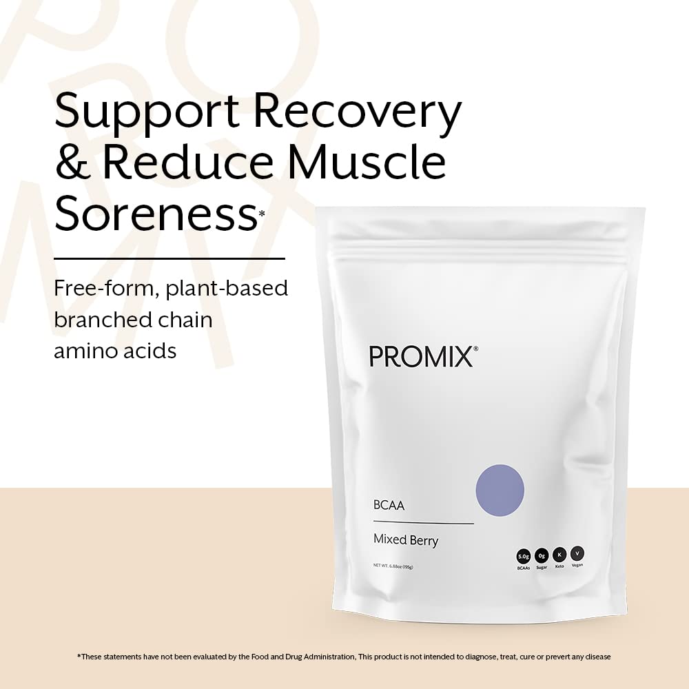 Promix BCAA Post-Workout Energy Powder, Mixed Berry - Plant-Based Branched Chain Amino Acids Supports Lean Muscle Growth, Recovery, Endurance & Reduces Soreness - Zero Fat, Sugar & Carbs