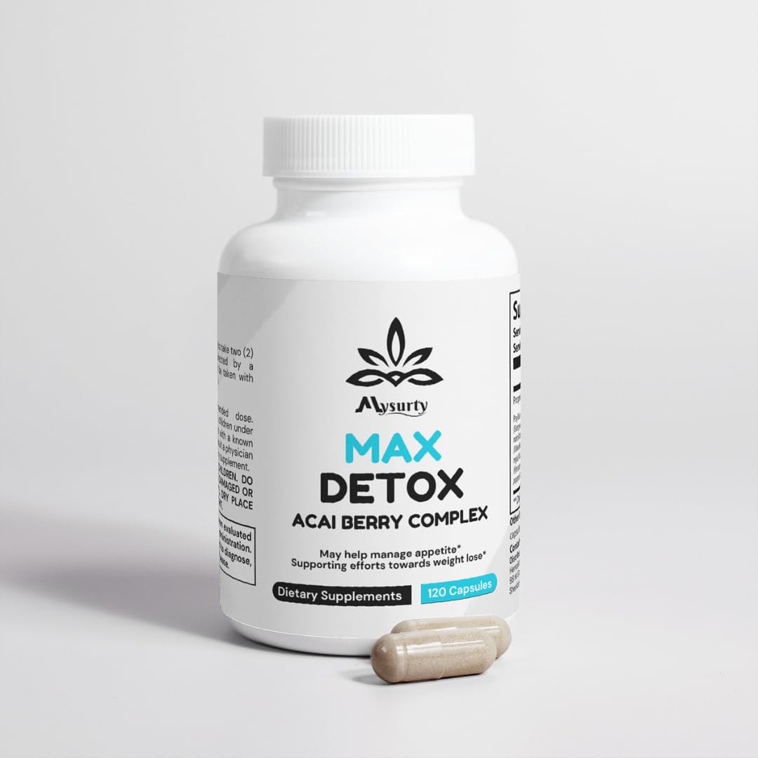 Max Detox Supplement, Advanced Max Detox for Women & Men with Psyllium, Chlorella, Hyssop Herb & Papaya, with Acai Complex- (480 Capsules) (4 Pack)