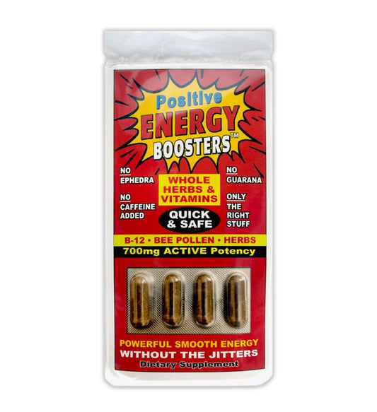 VitaBoost Positive Power Energy Boosters - Natural Energy Supplement with Herbs, B-12, Bee Pollen, Jitter-Free Smooth Energy, Quick & Safe, No Caffeine, Ephedra, or Guarana (4)