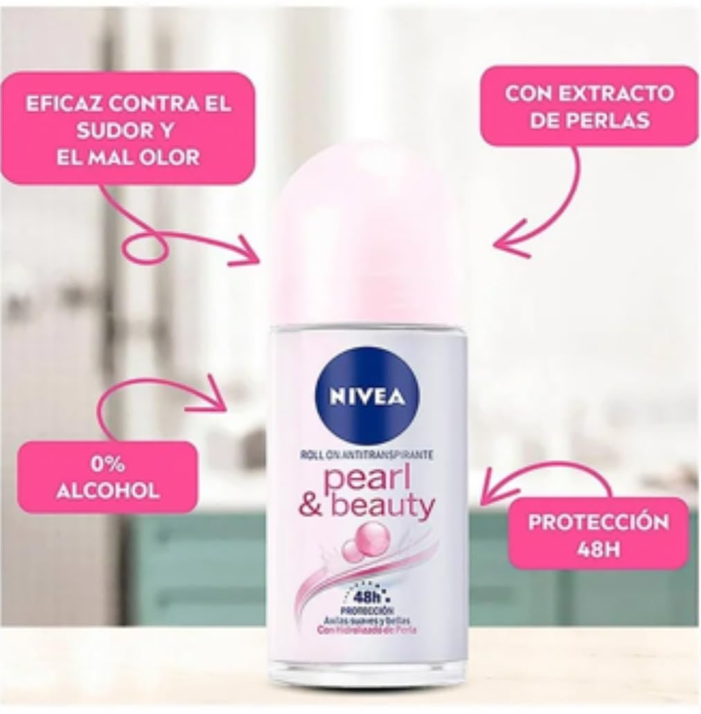 Nivea Pearl Beauty Roll On For Women, 50Ml (Pack Of 2)