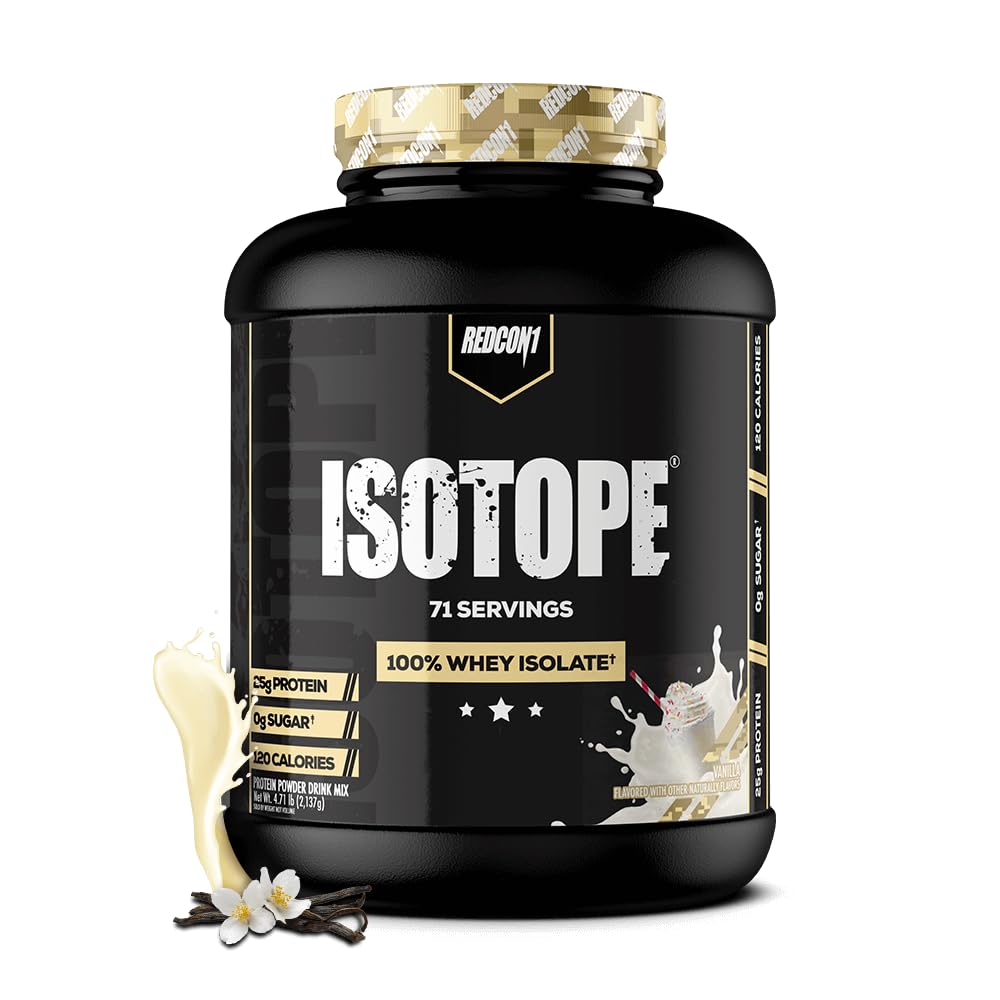 REDCON1 Isotope 100% Whey Isolate, Vanilla - Keto Friendly Whey Protein Powder - Low Carb + Zero Sugar Whey Protein Isolate - Keto Protein Powder (71 Servings)