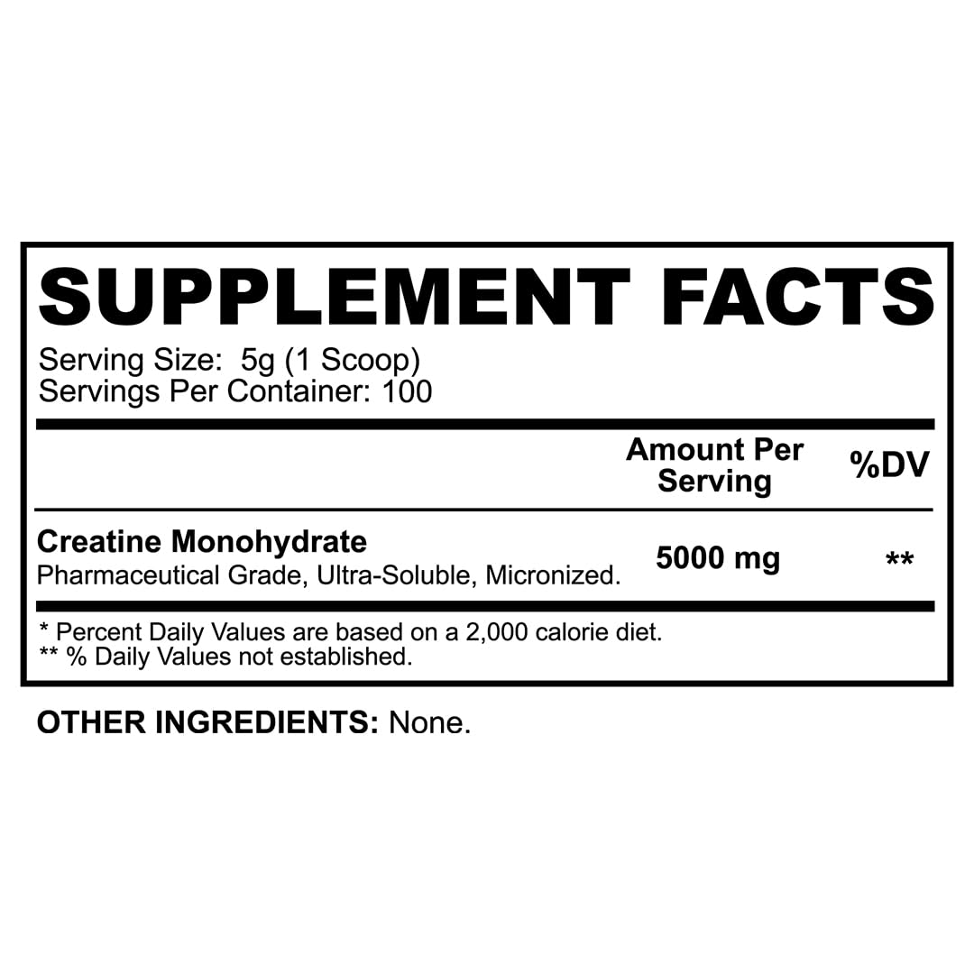 Man Sports 100% Pure Creatine Monohydrate Powder, Neutral, 500 Gram - 100 Servings