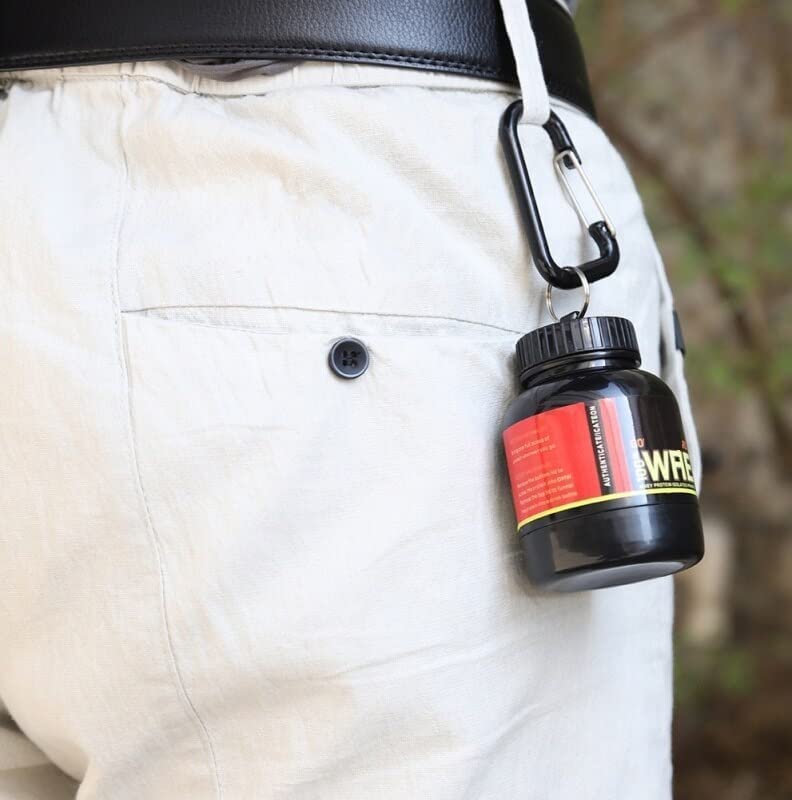 Amena Protein Powder Container with Funnel - The Portable Protein Powder Container with Funnel & Belt Key Chain for Easy Carrying -100ml