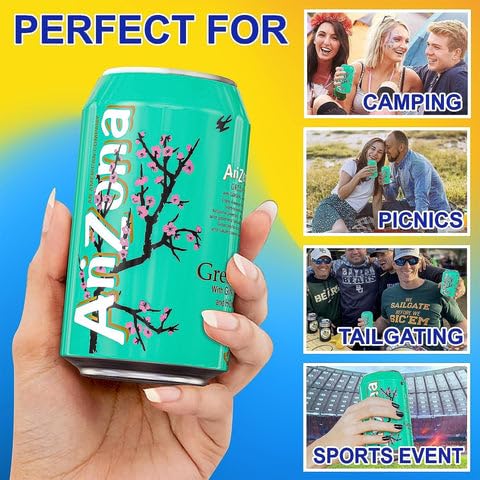Skywin Silicone Can Sleeve  6 Pack 12oz 355ml Can Cover can Hides Can by Disguising it as a Can of Soda 2 Brown 2 Dark Blue 2 Green