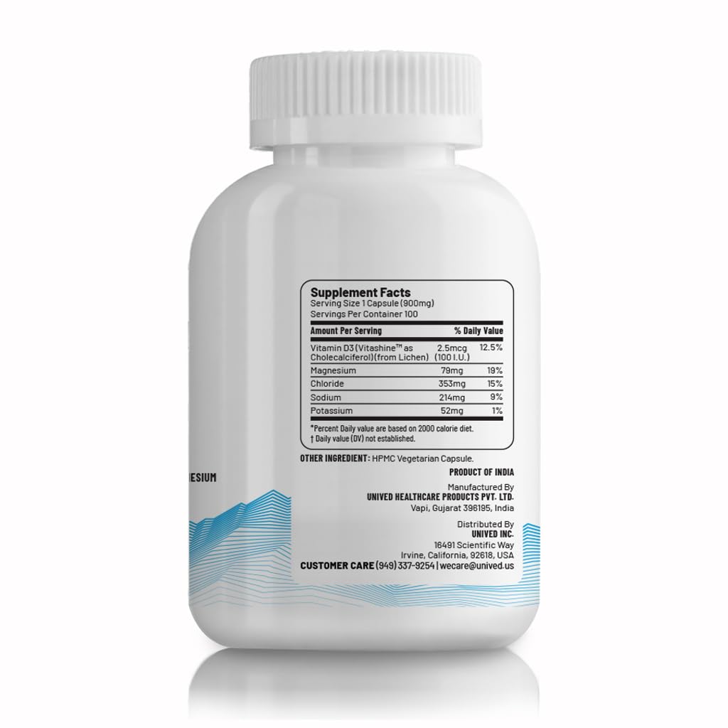 Unived Salt Capsules with Vitamin D3 | Salt Capsules with Electrolytes for Running, Endurance Sports Nutrition, Running Supplements | 100 Count Electrolyte Capsules