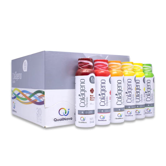 QUALINOVA Liquid Collagen Supplements Variety Pack for Women - Daily Dose of Tropical Flavors with Essential Nutrients (10g Collagen / 1.86 fl oz - 30 Count)