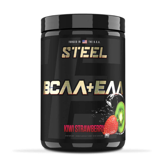 Steel Supplements | High Performance BCAA EAA Powder | Promotes Lean Muscle Growth and Workout Endurance | 2:1:1 Ratio to Recover Muscle Faster 30 Servings. (Kiwi Strawberry)