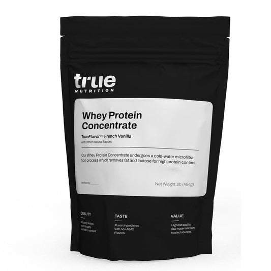 True Nutrition - Whey Protein Concentrate - 100% Whey Protein Powder - Fast Acting Low Carb Powder with Essential Amino Acids - High in Leucine - French Vanilla - 1lb.