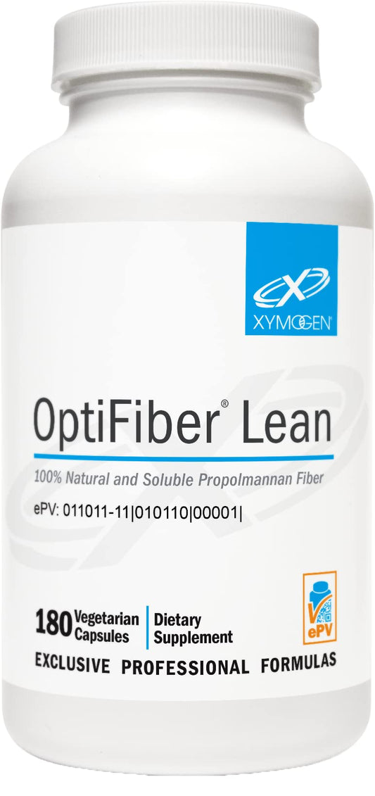 XYMOGEN OptiFiber Lean, Daily Fiber Supplement Pills - 100% Natural Soluble Propolmannan Dietary Fiber - Support Digestion, Satiety & Regularity - Serves as a Prebiotic (120 Capsules)