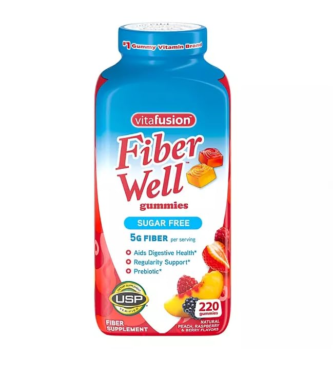Fiber Well Gummies Peach, Strawberry and Black Berry Flavored 220 Count