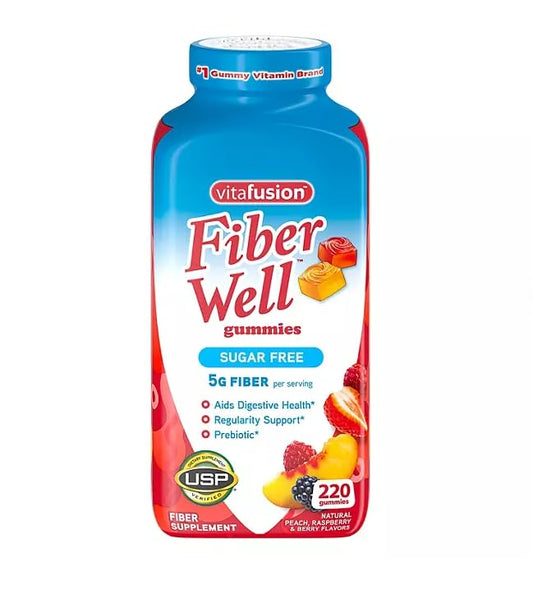 Fiber Well Gummies Peach, Strawberry and Black Berry Flavored 220 Count