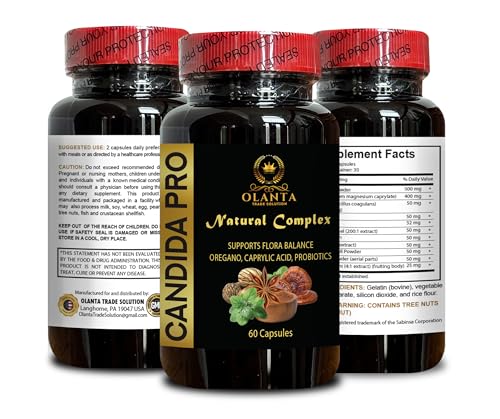 OLANTA TRADE SOLUTION Candida PRO Natural Complex - Candida Cleanse Extra Strength, Black Walnut Wormwood Oregano Oil, Aloe Vera Capsules Organic - 1 Bottle 60 Capsules