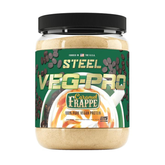 Steel Supplements Veg-PRO | Vegan Protein Powder, Caramel Frappe | 25 Servings (1.7lbs) | Vegan Protein Powder with BCAA Amino Acid | Non Dairy | Low Carb Formula