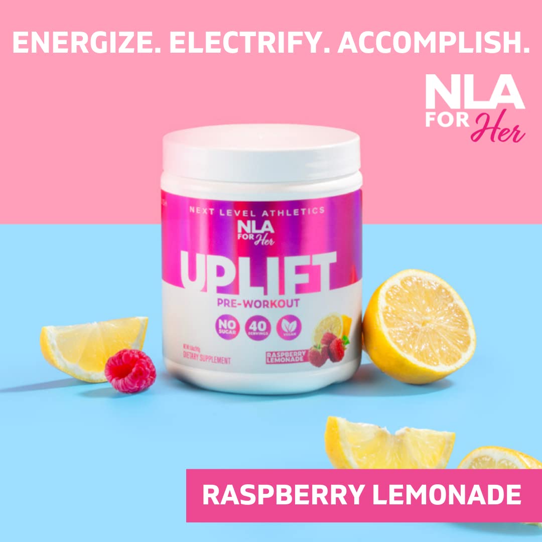 Uplift Pre-Workout for Women (30 Servings) -Raspberry Lemonade-Provides Clean/Sustained Energy, Support Athletic Performance, Fast Twitch Muscle Fiber Activation Endurance(Caffeine, Vegan, GF, 15 Cal)