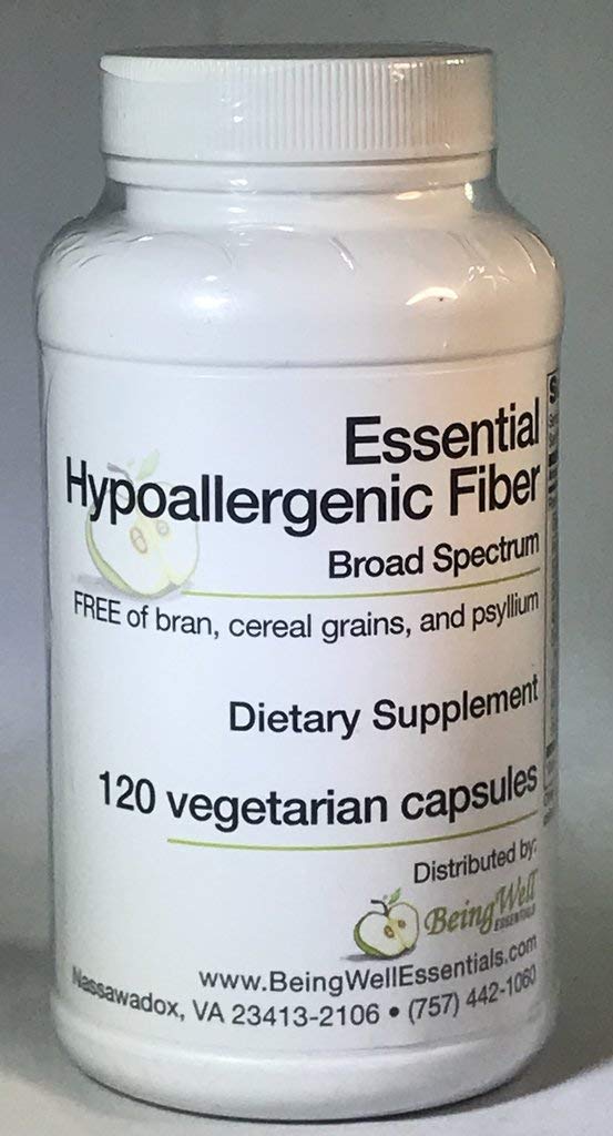 Being Well Essentials Essential Hypo-allergenic Broad Spectrum Fiber - Free of bran, Cereal Grains, and psyllium - 120 Vegetarian Capsules