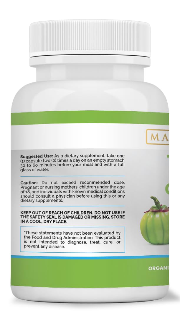 Maximum Slim 100% Pure Garcinia Cambogia Supplement - HCA Extract - Weight Support Formula for Men & Women - Non-GMO, Gluten Free - 60 Capsules
