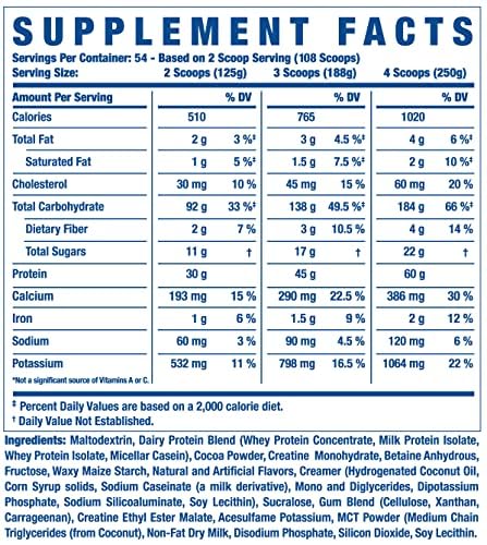 Ronnie Coleman Signature Series King Mass XL Protein Powder, Weight and Muscle Gainer, 60g Protein, 180g Carbohydrates, 1,000+ Calories Per Serving, Creatine and Glutamine (20lb, Dark Chocolate)