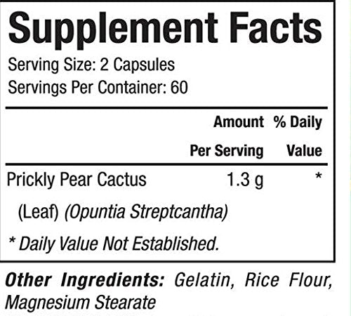 Nutrisalud Products Capsulas de Nopal. Set de 2 frascos con 120 capsulas CADA uno. Puro y autentico. Ayuda a la Digestion,Reduce el colesterol, limpia el Colon.