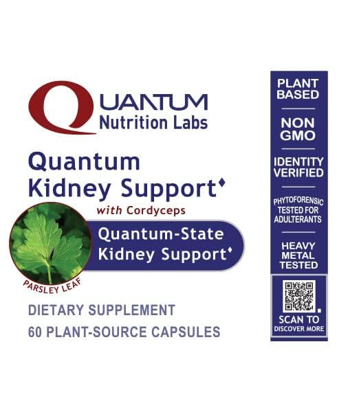 Quantum Nutrition Labs Kidney Support - Kidney Health Supplement, Kidney Support Supplement, Kidney Vitamins for Men and Women with Cranberry, Rhodiola Rosea, and Parsley - 60 Vegetarian Capsules