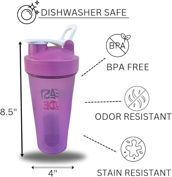 MagikoSFI Blender Shaker Bottles for Protein, 28oz Portable Leakproof Pre-Workout Nutrition Water Bottle, BPA-Free Gym Shaker for Sports & Outdoor Motivational Protein Shaker-Combo (White/Purple)