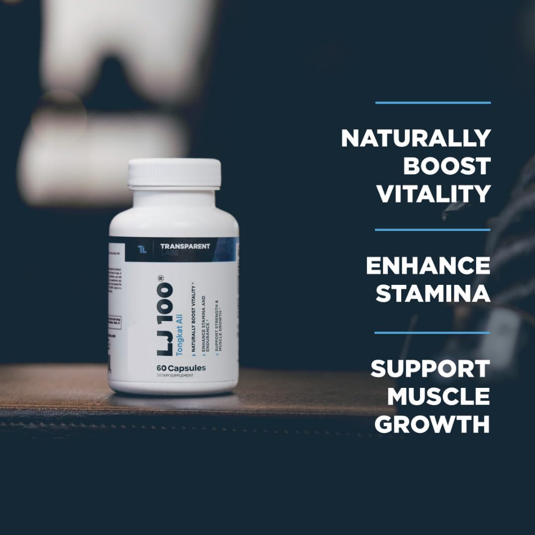 Transparent Labs LJ100 - Eurycoma Longifolia Tongkat Ali Extract 100mg Capsules for Lean Body Mass, Strength, and Performance Enhancement - 60 Count
