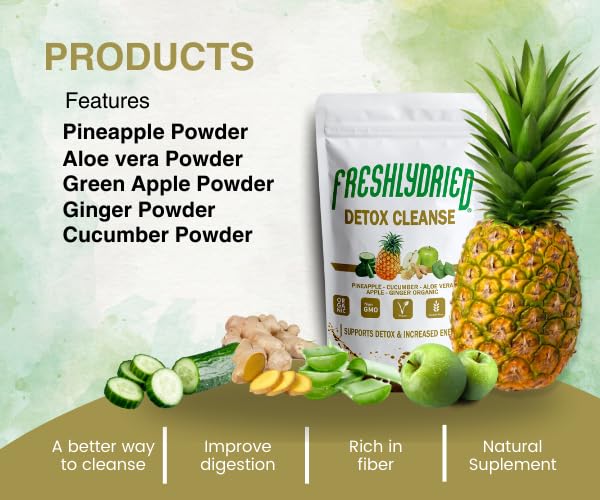 Freshlydried Pure Detox Cleanse Mix Powder - 6 Ounces, Best Superfood to Cleanse Your Body - Rich in Vitamins, Minerals & Protein - Non-Irradiated, Non-Contaminated, Non-GMO and Vegan