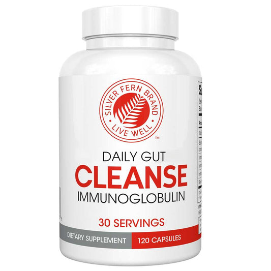 Silver Fern Cleanse - Daily Gut - 1 Bottle - 120 Capsules - 30 Day Supply - Immunoglobulin G, A & M -(IgG, IGA, IgM) - Postbiotic