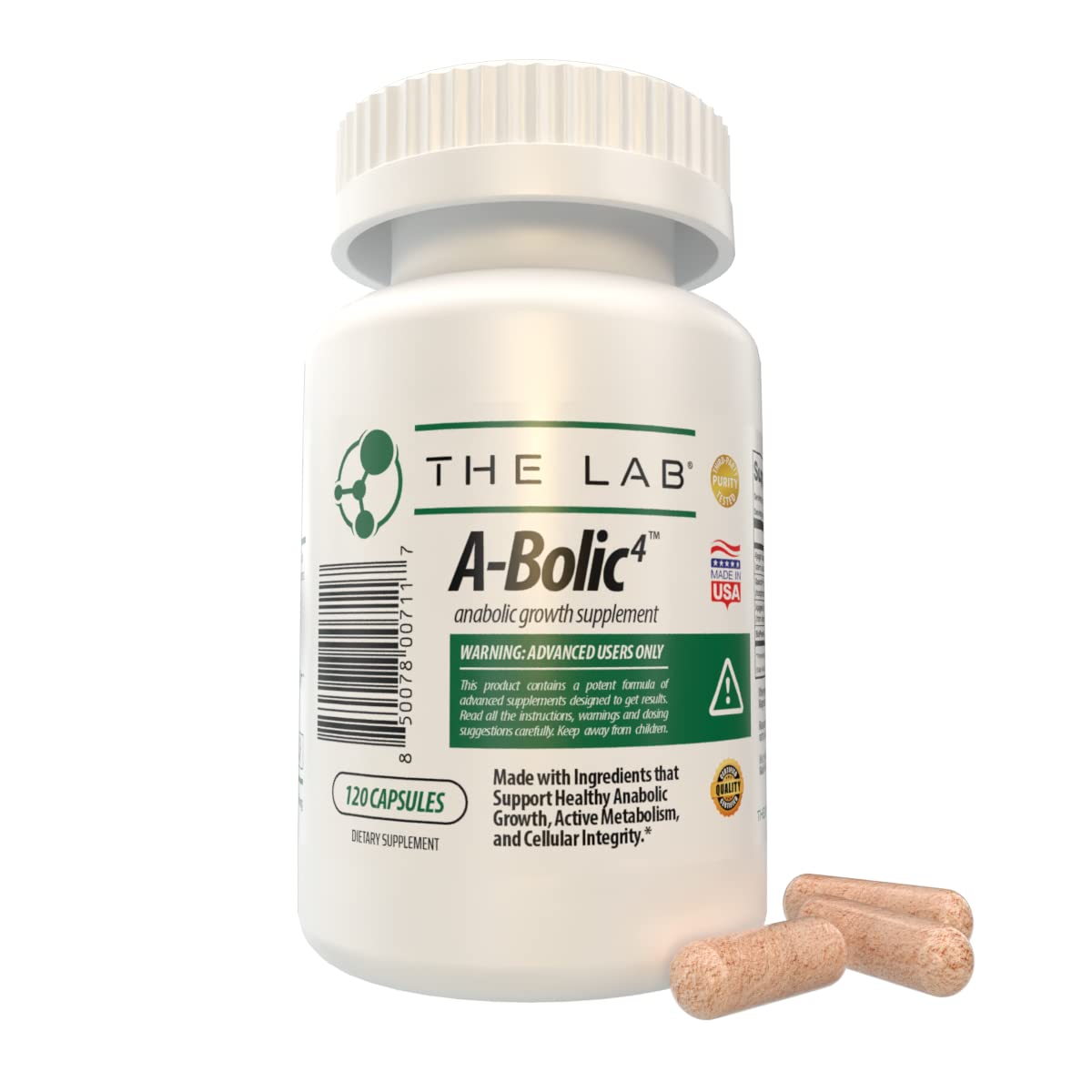A-Bolic4 Advanced Anabolic Boost Supplement | Support Healthy Anabolic Growth Naturally with Turkesterone, Apigenin, Quercefit™ Quercetin | 120 Capsules