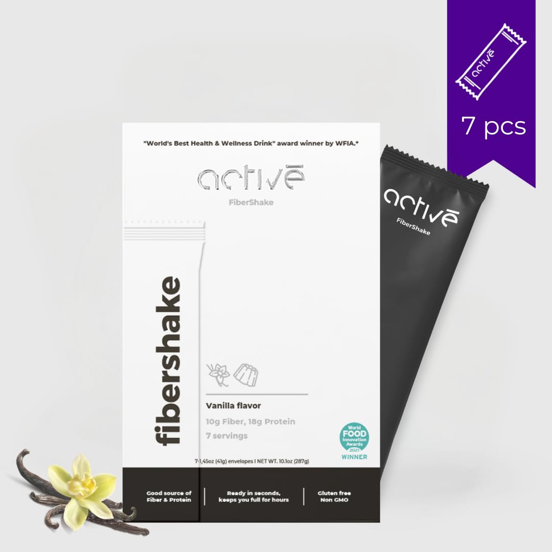 activé FiberShake Vanilla Flavor | 10g Fiber |18g Protein | No Artificial Sweeteners | Non-GMO | 7 Servings per one Box (41g) Each Serving | Fiber Shake
