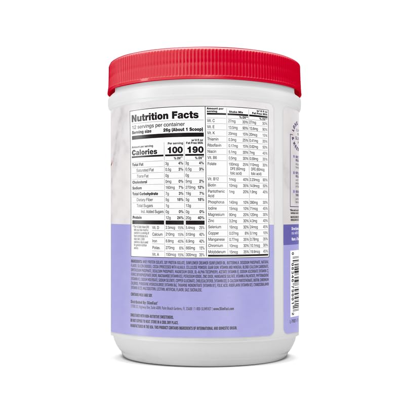 SlimFast Advanced Nutrition Creamy Chocolate Smoothie Mix - Weight Loss Meal Replacement - 20g protein - 11.4 Oz. Canister - 12 servings - Pantry Friendly