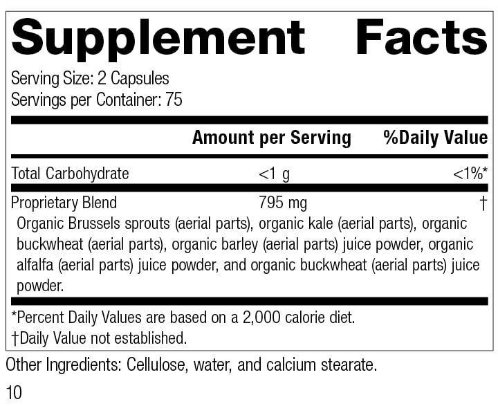 Standard Process Inc. SP Green Food - Whole Food Metabolism, Cholesterol, Toxin, and Liver Support with Alfalfa, Buckwheat, Barley, Brussels Sprouts, Kale - Vegetarian, Gluten Free - 150 Capsules