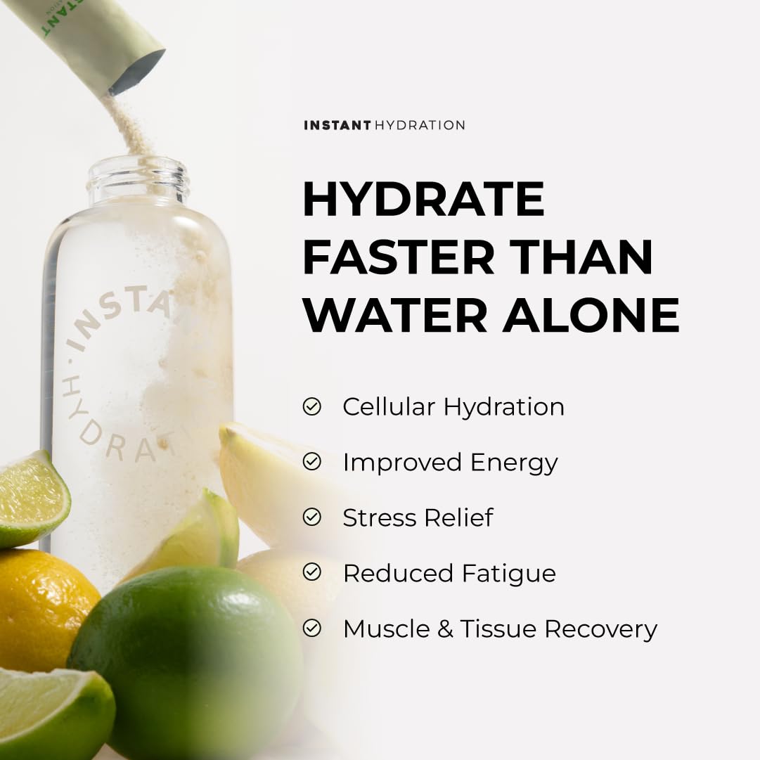 Instant Hydration Electrolytes Powder Packets - Lemon Lime Drink Mix - Zero Sugar - Keto, Vegan, Gluten-Free, Non-GMO - Boost Recovery, Brain Health, Muscle & Tissue Support- 30 Sticks