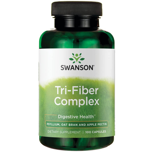 Swanson Tri-Fiber Complex - Digestive Health Supplement Made with Psyllium, Oat Bran, '&' Apple Pectin - (100 Capsules)