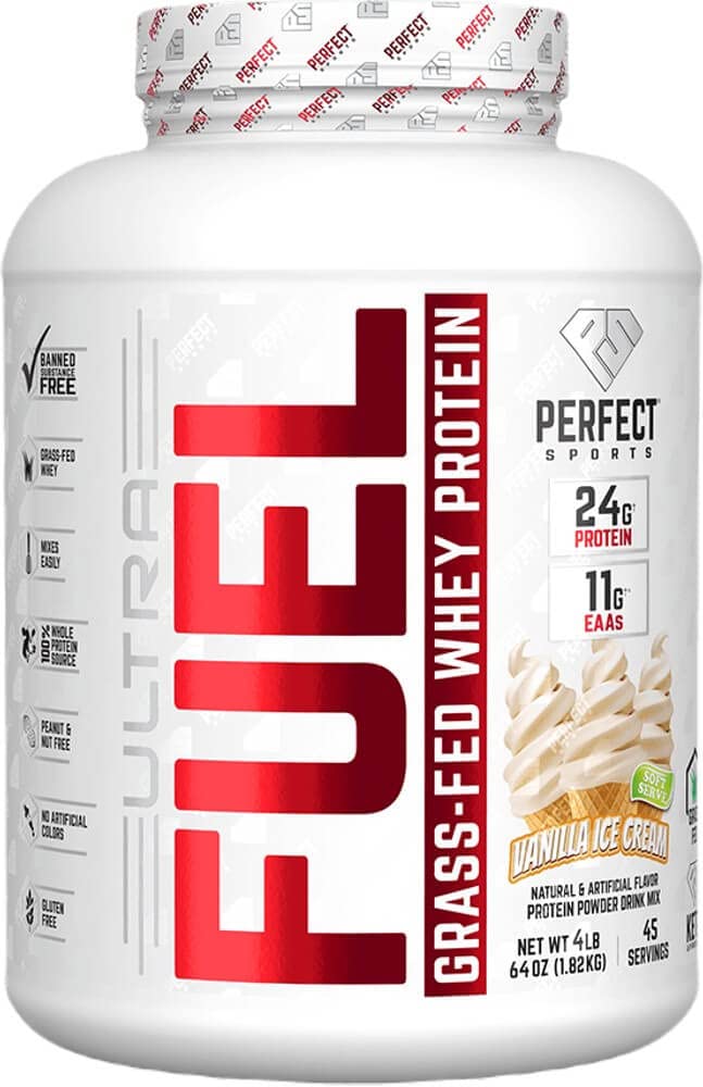 PERFECT SPORTS Ultra Fuel Grass-Fed Whey Protein - 4lbs Vanilla Ice Cream