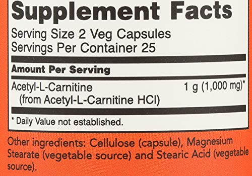NOW FOODS Acetyl Lcarn 500mg Capsules, 50 CT