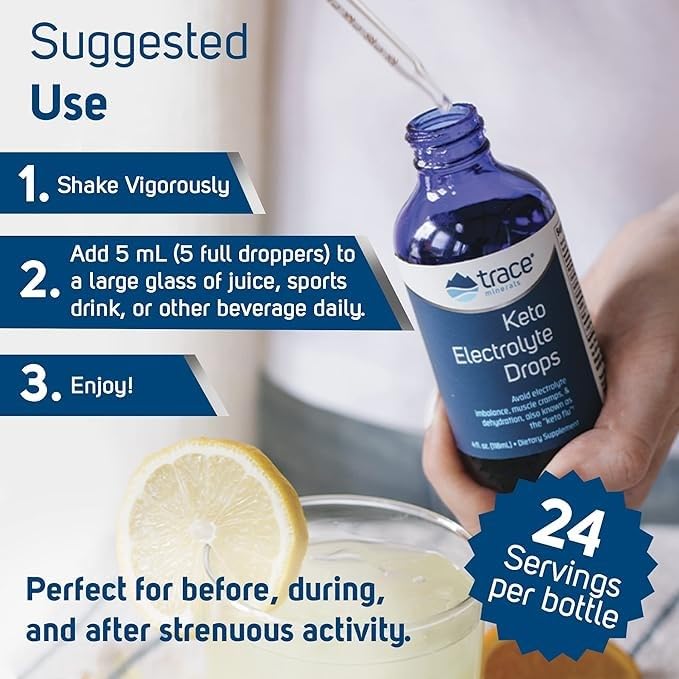 Trace Minerals Keto Electrolyte Drops - Support Muscle & Nerve Health - Electrolyte Nutrition Supplement to Aid Hydration & Fitness - Exercise Supplement with Magnesium - 4 fl oz (24 Servings)